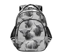 Sac à dos pour enfants, sac à dos cool Highland Cattle Grey pour école primaire, Cool Highland Cattle Grey, 17 Inch, Classique
