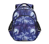 Sac à dos pour enfants, sac à dos cool loup pin violet sac à dos école primaire, Cool Wolf Sapin Violet, 17 Inch, Classique