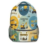 Sac à dos pour enfants style véhicule de chantier imprimé complet - Inspire l'intérêt des enfants pour l'architecture - Design durable de grande capacité - Idéal pour l'école et les voyages, 02, L