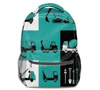 Sac à dos pour enfants style véhicule de chantier imprimé complet - Inspire l'intérêt des enfants pour l'architecture - Design durable de grande capacité - Idéal pour l'école et les voyages, 03, L