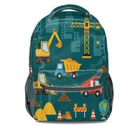 Sac à dos pour enfants style véhicule de chantier imprimé complet - Inspire l'intérêt des enfants pour l'architecture - Design durable de grande capacité - Idéal pour l'école et les voyages, 05, L
