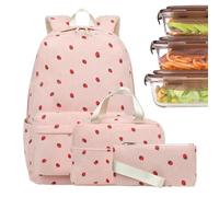 Sac à Dos pour | Ensemble Sac d'école en Velours côtelé, boîte à déjeuner, Sac à Dos, Trousse à Crayons pour Excursion d'une journée, Vacances, Camping, université, Femme, randonnée, Sports et