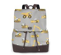 Sac à dos pour femme avec imprimé camions de chantier, imperméable, antivol, léger, en cuir PU, sac à bandoulière en nylon, sac à dos d'école, sac à dos de voyage, Noir , Taille unique