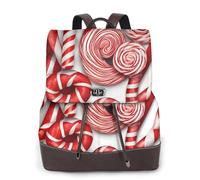 Sac à dos pour femme avec imprimé canne à sucre d'orge imperméable et léger en cuir PU tendance en nylon sac à bandoulière sac à dos de voyage, Noir , Taille unique