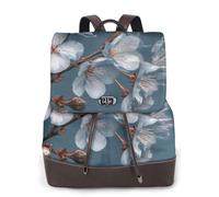 Sac à dos pour femme avec imprimé cerises bleu et gris, imperméable, antivol, léger, en cuir PU, sac à bandoulière en nylon, sac à dos d'école, sac à dos de voyage