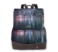 Sac à dos pour femme avec imprimé horizon de nuit, imperméable, antivol, léger, en cuir PU, sac à bandoulière en nylon, sac à dos d'école, sac de voyage