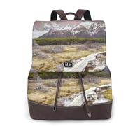 Sac à dos pour femme avec imprimé montagne pittoresque, imperméable, antivol, léger, en cuir PU, sac à bandoulière en nylon, sac à dos d'école, sac à dos de voyage, Noir , Taille unique
