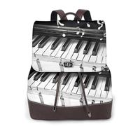 Sac à dos pour femme avec imprimé notes de musique noir et blanc, imperméable, antivol, léger, en cuir PU, sac à bandoulière en nylon, sac à dos d'école, sac à dos de voyage, Noir , Taille unique