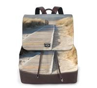 Sac à dos pour femme avec imprimé pont en bois, imperméable, antivol, léger, en cuir PU, sac à bandoulière en nylon, sac à dos d'école, sac à dos de voyage, Noir , Taille unique