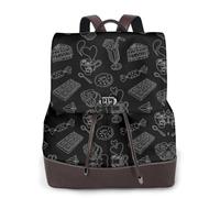 Sac à dos pour femme avec imprimé thé de l'après-midi, imperméable, antivol, léger, en cuir PU, sac à bandoulière en nylon, sac à dos d'école, sac à dos de voyage, Noir , Taille unique