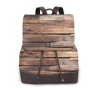 Sac à dos pour femme avec panneaux de bois et texture imprimée sur le mur et le sol, imperméable, antivol, léger, en cuir PU tendance, en nylon, sac à bandoulière pour l'école, sac à dos de voyage,