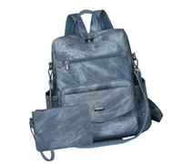 Sac à dos pour femme en cuir PU antivol Sac à dos de voyage Sac à dos convertible Design Sac à bandoulière en cuir PU Sac à main, bleu