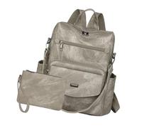 Sac à dos pour femme en cuir PU antivol Sac à dos de voyage Sac à dos convertible Design Sac à bandoulière en cuir PU Sac à main, gris