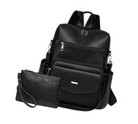 Sac à dos pour femme en cuir PU antivol Sac à dos de voyage Sac à dos convertible Design Sac à bandoulière en cuir PU Sac à main, Noir
