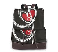 Sac à dos pour femme imprimé symboles de musique amour sac à dos imperméable antivol léger PU mode cuir nylon école sac à dos voyage, Noir , Taille unique