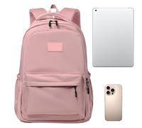 Sac à dos pour femme - Sac d'école imperméable - Tissu Oxford de grande capacité - Unisexe - Compartiment pour ordinateur portable pour filles - Travail, voyage, vie quotidienne, Rose, Siehe