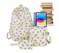 Sac à dos pour femmes - Polyester Trendy Bowknot Girl Backpack | Nylon Léger Mignon Capacité Pack Organisateur Cosmétique pour Voyager Enseignant Plein Air Avion d'affaires Touristique, Blanc, se