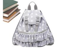 Sac à dos pour fille avec beaucoup d'espace de rangement, plusieurs compartiments, couvercle à rabat avec pois, gris, Siehe Beschreibung, Voir description | Sac à dos d'école décontracté pour femmes, enfants, adolescents, école, université, travail, étude, camping, voyage