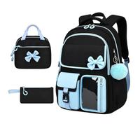 Sac À Dos Pour Filles Avec Boîte À Lunch Nœud Imperméable Avec Trousse 3 | Cartable Pour Manuels, Vêtements, Papeterie, Portefeuille, Plein Air et Trajets Quotidiens