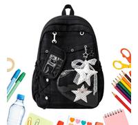 Sac à dos pour filles avec breloque étoile pochette transparente tendance | Sac à dos de voyage, fournitures scolaires mignonnes pour adolescentes, femmes, étudiants, travail, bureau, université