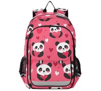 Sac à dos pour filles enfants école 8-12 : sacs à livres décontractés pour l'université dans des couleurs assorties - panda rose vif Saint-Valentin
