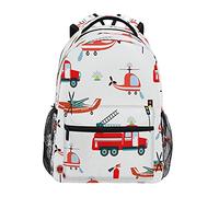 Sac à dos pour garçons et filles, camions de pompiers, hélicoptère, avion, sac à dos pour enfants, sac à dos d'école, sac à dos pour l'école maternelle, primaire avec sangles rembourrées réglables,