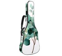Sac à dos pour guitare acoustique - Rembourrage de 1 cm d'épaisseur - Tissu Oxford imperméable - Pour basse électrique de 101,6 à 106,7 cm - Eucalyptus vert sauge sur fond blanc, Multicolore 09