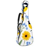 Sac à dos pour guitare acoustique - Rembourrage de 1 cm d'épaisseur - Tissu Oxford imperméable - Pour guitare classique basse électrique de 101,6 à 106,7 cm - Belles fleurs sauvages, herbes et herbes