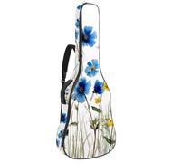 Sac à dos pour guitare acoustique - Rembourrage de 1 cm d'épaisseur - Tissu Oxford imperméable - Pour guitare classique basse électrique de 101,6 à 106,7 cm - Belles fleurs sauvages, herbes et herbes