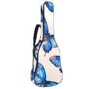 Sac à dos pour guitare acoustique - Rembourrage de 1 cm d'épaisseur - Tissu Oxford imperméable - Pour guitare classique basse électrique de 101,6 à 106,7 cm - Motif papillon bleu aquarelle
