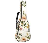 Sac à dos pour guitare acoustique - Rembourrage de 1 cm d'épaisseur - Tissu Oxford imperméable - Pour guitare classique - Basse électrique de 101,6 à 106,7 cm - Élégante libellule dorée - Avec ligne