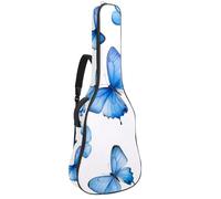 Sac à dos pour guitare acoustique - Rembourrage de 1 cm d'épaisseur - Tissu Oxford imperméable - Pour guitare classique basse électrique de 101,6 à 106,7 cm - Motif papillon bleu aquarelle