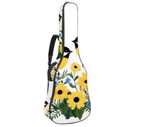 Sac à dos pour guitare acoustique - Rembourrage de 1 cm d'épaisseur - Tissu Oxford imperméable - Pour guitare classique basse électrique de 101,6 à 106,7 cm - Belles fleurs sauvages, herbes et herbes