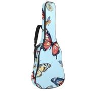 Sac à dos pour guitare acoustique - Rembourrage de 1 cm d'épaisseur - Tissu Oxford imperméable - Pour guitare classique basse électrique de 101,6 à 106,7 cm - Papillons colorés sur fond vert clair
