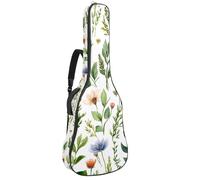 Sac à dos pour guitare acoustique - Rembourrage de 1 cm d'épaisseur - Tissu Oxford imperméable - Pour guitare classique basse électrique de 101,6 à 106,7 cm - Belles fleurs sauvages, herbes et herbes
