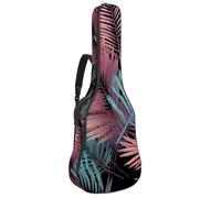 Sac à dos pour guitare acoustique - Rembourrage de 1 cm d'épaisseur - Tissu Oxford imperméable - Pour guitare classique basse électrique de 101,6 à 106,7 cm - Motif feuilles tropicales - Tons neutres