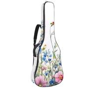 Sac à dos pour guitare acoustique - Rembourrage de 1 cm d'épaisseur - Tissu Oxford imperméable - Pour guitare classique basse électrique de 101,6 à 106,7 cm - Motif papillon bleu aquarelle