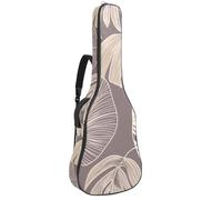Sac à dos pour guitare acoustique - Rembourrage de 1 cm d'épaisseur - Tissu Oxford imperméable - Pour guitare classique basse électrique de 101,6 à 106,7 cm - Motif feuilles tropicales - Tons neutres