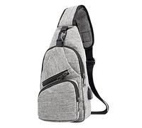 Sac à dos pour homme et femme - Sac à dos à bandoulière avec câble USB pour randonnée, camping, voyage en plein air - Petit sac à bandoulière pour homme, gris, Taille unique