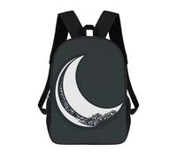 Sac à dos pour ordinateur portable avec poche, grand sac réglable de 43,2 cm, imperméable, motif croissant de lune sur fond noir, sac à dos d'ordinateur pour le travail, respirant, extensible pour