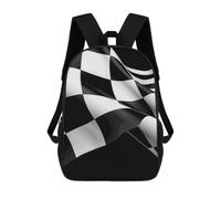 Sac à dos pour ordinateur portable avec poche, grand sac réglable de 43,2 cm, imperméable, noir et blanc, motif drapeau à carreaux, sac à dos pour le travail, respirant, sac à dos extensible pour