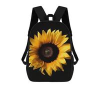 Sac à dos pour ordinateur portable avec poche, grand sac réglable de 43,2 cm, sac à dos imperméable avec motif tournesol sur fond noir, sac à dos respirant et extensible pour homme et femme, portable