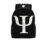 Sac à dos pour ordinateur portable avec symbole Psi en marbre pour homme et femme, idéal pour les étudiants, les psychologues et les enseignants. Noir