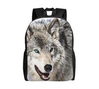 Sac à dos pour ordinateur portable de 15 pouces, sac à dos décontracté, sac à bandoulière mignon sac d'école, Black Wolf1, One Size, Décontracté
