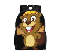 Sac à dos pour ordinateur portable de 15 pouces, sac à dos décontracté, sac à bandoulière mignon sac d'école, Castor animé dessin animé, One Size, Décontracté