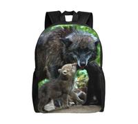 Sac à dos pour ordinateur portable de 15 pouces, sac à dos décontracté, sac à bandoulière mignon sac d'école, Black Wolf2, One Size, Décontracté