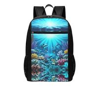 Sac à dos pour ordinateur portable de 17 pouces adapté pour les voyages ou le travail, Rayons coralliens sous-marins, taille unique