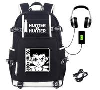 Sac à dos pour ordinateur portable inspiré de l'anime Hunter x Hunter et de Gon Freecss, avec port de chargement USB et port pour casque.