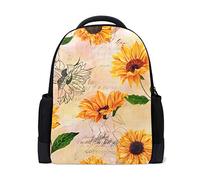 Sac à dos pour ordinateur portable Motif tournesol dessiné à la main Pour l'école, le livre, le voyage, les activités en plein air, le travail, la randonnée, le camping, les sacs à bandoulière pour