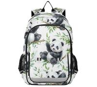 Sac à dos pour ordinateur portable pour enfants, motif pandas, feuilles, lycée, décontracté, voyage quotidien